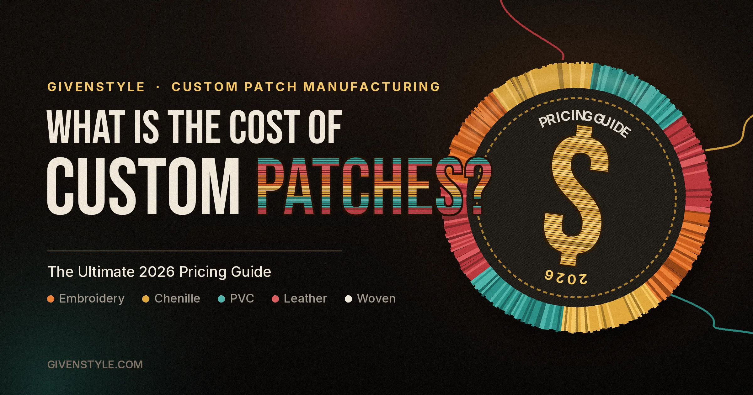 Colourful custom patches arranged on a surface
