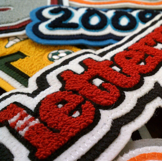 Custom chenille varsity patch with plush yarn texture