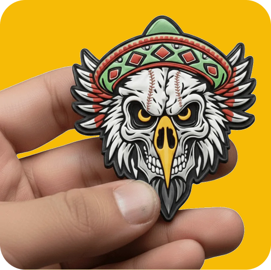 Custom embroidered patches with raised stitching