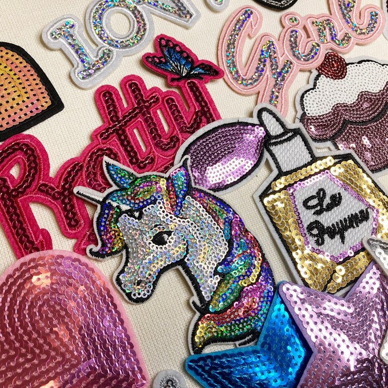 Custom sequin patch catching the light